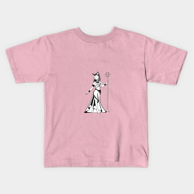 Bastet Egyptian Cat Goddess Kids T-Shirt by Bro Aesthetics